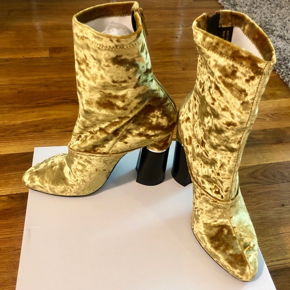gold velvet boots